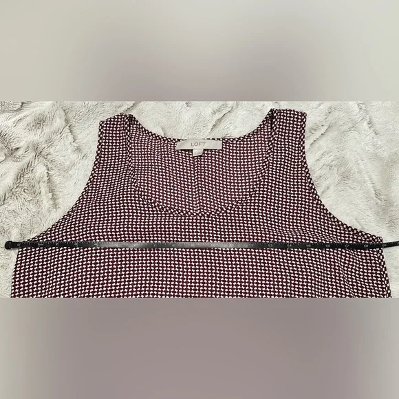LOFT Maroon Red and White Patterned Tank Top - Picture 2 of 7